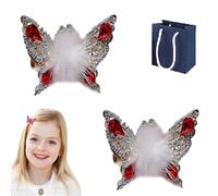 Flying Butterfly Hairpin, Sweet Shiny Rhinestone Butterfly Hair Clips, 2025 New Alloy Small Plush Butterfly Hair Clips Moving Wings Butterfly Hairpins, for Girls Women Hair Styling (A)