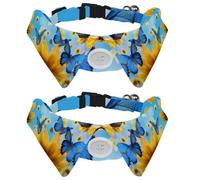 Flying Butterfly Sunflowers in The Blue Sky - Paquete de 2 collares para cachorros, corbatines para perros pequeños, collar ajustable para perros medianos, gatos, mascotas, conejos