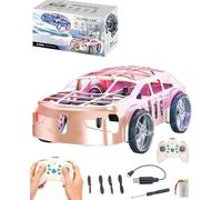 Flying Car,Flying Remote Control Car,Air & Ground Dual Mode RC Cars with Stunning LED Light,One-Click Operation,Anti-Slip Dual-Speed,High-Grip Tires,Propeller Protection,For Indoor and Outdoor (Pink)