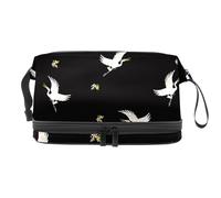 Flying Crane Flock - Bolsa de cosméticos de doble capa para mujeres y niñas, neceser de viaje para maquillaje, práctica bolsa organizadora con compartimento para cepillos, multicolor, 27x15x14
