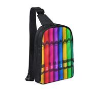 Flying Dragon - Bolsa de pecho de doble bolsillo, perfecta para conciertos, deportes, viajes, ciclismo y senderismo, mochila cruzada, Crayones de colores, Talla única