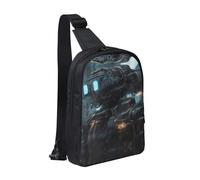 Flying Dragon - Bolsa de pecho de doble bolsillo, perfecta para conciertos, deportes, viajes, ciclismo y senderismo, mochila cruzada, Robot del futuro, Talla única