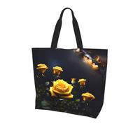 Flying Dragon - Bolso de mano para mujer, gran capacidad, ideal para ir de compras, trabajo, viajes y gimnasio, Hermosas rosas amarillas, Talla única