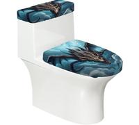 Flying Dragon - Juego de 2 fundas elásticas para inodoro, tapa elástica y fundas para tanque para baño, decoración de inodoro suave y lavable en forma de U
