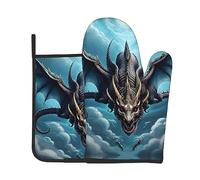 Flying Dragon - Juego de 2 manoplas aisladas para horno, microondas, freidoras de aire, ayudante de cocina
