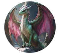 Flying Dragón Rompecabezas para Adultos |Escamas Verdes y Rosas Alas| De Diversión Familiar 1000pcs (67.5x67.5cm)