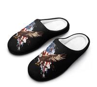 Flying Eagle - Pantuflas de franela con diseño de bandera estadounidense para hombre, espuma viscoelástica, suaves y cálidas, para el hogar, estilo 3, 41/42 EU