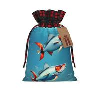 Flying Fish In The Ocean - Bolsas de regalo navideñas con cordón para envolver regalos decorativos de Navidad