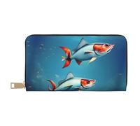 Flying Fish in the Ocean - Cartera para mujer, diseño delgado y minimalista, ideal para tarjetas de crédito y dinero en efectivo, piel sintética, cremallera de metal, Blanco, Talla única, Classic