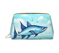 Flying Fish In The Oceans - Bolsa de cosméticos de piel con cremallera, organizador de cosméticos de viaje, bolsa de cosméticos de almacenamiento de cuero, pez volador en los océanos, talla única, Pez