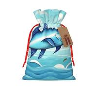 Flying Fish In The Oceans - Bolsas de regalo de Navidad versátiles de tela con cordón, perfectas para vacaciones y ocasiones especiales