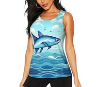 Flying Fish in The Oceans - Camiseta sin mangas de yoga con estampado de peces voladores para mujer, ropa deportiva sin mangas para correr, Negro, XXL