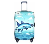 Flying Fish in The Oceans - Funda para maleta grande con estampado de peces voladores con cremallera, protege el equipaje durante el viaje, White, L