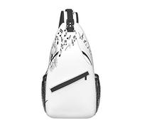 Flying Flowers and Music Symbols Happy Halloween Sling Bag, Mochila de Hombro Paquete de Cofre Causal Crossbody Daypack para Mujeres Hombres Senderismo Viajes