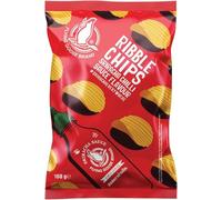 FLYING GOOSE Patatas fritas onduladas con sabor a Sriracha Chili, fritas en aceite de girasol, sabor picante - 12 x 100 g (Paquete de 6)