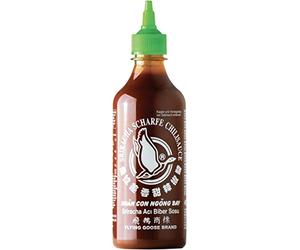 FLYING GOOSE Sriracha Chili Sauce, la original, picante, gorra verde, salsa de condimento picante de Tailandia, 1 x 455 ml