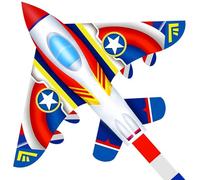 Flying Hoofer Cometa de avión de combate para niños, fácil de volar, cometa grande para niños y niños pequeños, cometa de lona de línea única para la playa, viene con mango de dragón de 300 pies