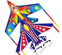 Flying Hoofer Cometas de avión de combate (paquete de 2) para niños de 4 a 8 años y 8 a 12 años, fáciles de volar, cometas para niños pequeños y adultos con mango de cometa y cuerda de 300 pies,