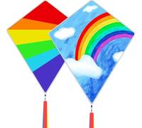 Flying Hoofer Cometas de diamante para niños y adultos, fáciles de volar, cometa para principiantes para niños de 3 a 5 años, paquete de cometas para niños y niñas, cometas de playa para actividades