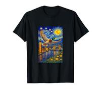 Flying Immigrant Mallard Duck in The Starry Night Painting Camiseta