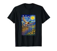 Flying Immigrant Mallard Duck in The Starry Night Painting Camiseta