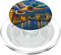 Flying Immigrant Mallard Duck in The Starry Night Painting PopSockets PopGrip para MagSafe