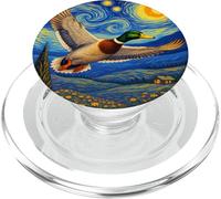 Flying Immigrant Mallard Duck in The Starry Night Painting PopSockets PopGrip para MagSafe