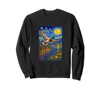 Flying Immigrant Mallard Duck in The Starry Night Painting Sudadera