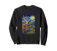 Flying Immigrant Mallard Duck in The Starry Night Painting Sudadera