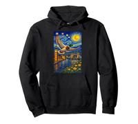 Flying Immigrant Mallard Duck in The Starry Night Painting Sudadera con Capucha