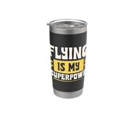 Flying is My Superpower Pilot Aviator Regalo para hombres y mujeres Vaso térmico de acero inoxidable de doble pared