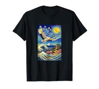 Flying Japanese Red Crowned Crane in The Starry Night Paint Camiseta
