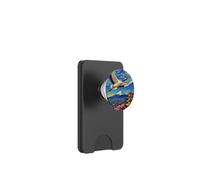 Flying Japanese Red Crowned Crane in The Starry Night Paint PopSockets PopWallet para MagSafe