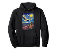 Flying Japanese Red Crowned Crane in The Starry Night Paint Sudadera con Capucha
