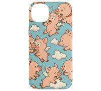 Flying Pigs Cartoon Fantasy Whimsical Piglet Cloud Art Carcasa para iPhone 14 Plus