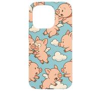 Flying Pigs Cartoon Fantasy Whimsical Piglet Cloud Art Carcasa para iPhone 15 Pro