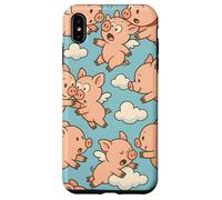 Flying Pigs Cartoon Fantasy Whimsical Piglet Cloud Art Carcasa para iPhone XS MAX