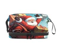 Flying Santa Claus Gifts - Bolsa de cosméticos de doble capa para mujeres y niñas, neceser de viaje para maquillaje, práctica bolsa organizadora con compartimento para cepillos, multicolor, 27x15x14