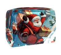 Flying Santa Claus Gifts - Bolsa de cosméticos para mujer, neceser de viaje, bolsa grande de PVC, organizador de maquillaje con cremallera, multicolor, 18.5x7.5x13cm/7.3x3x5.1in, Neceser