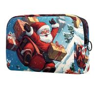 Flying Santa Claus Gifts - Bolsa de cosméticos para mujer, neceser de viaje, bolsa organizadora de maquillaje grande con cremallera, multicolor, 18.5x7.5x13cm/7.3x3x5.1in, Neceser
