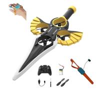 Flying Sword Rc Glider, Remote Flying Sword, 3-Speed Stunt Plane, Airplane with Autopilot and Gyro Stabilizer, Lightweight Easy Fly Rc Glider Outdoor Gift for Teens & Adults (Gold,Strap,1*battery)