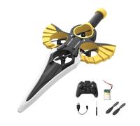 Flying Sword Rc Glider, Remote Flying Sword, 3-Speed Stunt Plane, Airplane with Autopilot and Gyro Stabilizer, Lightweight Easy Fly Rc Glider Outdoor Gift for Teens & Adults (Gold,Handle,1*battery)