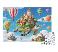 Flying Turtle Castle 1000 Piezas Puzzle Papel Reciclado Balloon Puzzles for Chico & Chica A Partir de 6 Años Family Gaming Time Props Excelente Idea de Regalo Home 38x26cm/1000Ps