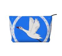Flying White Goose - Bolsa de cosméticos de pana para mujer, cartera portátil con cremallera, adecuada para viajes y almacenamiento diario de cosméticos, color negro, talla única