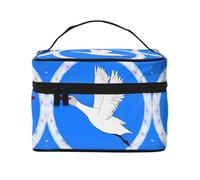 Flying White Goose - Bolsa de maquillaje portátil de viaje (9 x 6.5 x 6.2 pulgadas), bolsa de maquillaje de gran capacidad para mujeres, bolsa de maquillaje grande para niñas