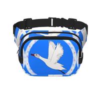 Flying White Goose - Bolso cruzado de moda con estampado de ganso blanco, bolsa de cintura para senderismo, bolsa de hombro cuadrada de doble capa para viajes y fitness