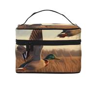 Flying Wild Ducks - Bolsa de maquillaje de viaje, organizador portátil con compartimentos con cremallera para cepillos, botellas y cuidado de la piel