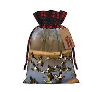 Flying Wild Ducks - Bolsa de regalo de arpillera con cordón, bolsa de regalo de tela artística, perfecta para ocasiones festivas