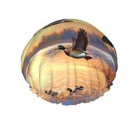Flying Wild Ducks - Gorro de ducha impermeable de doble capa para mujeres y hombres, protección del cabello para baño, máscaras faciales, spa