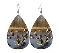 Flying Wild Ducks - Pendientes navideños para mujer, aretes de gota de estrella festiva, joyería colgante elegante para celebraciones, One Size, Cuero